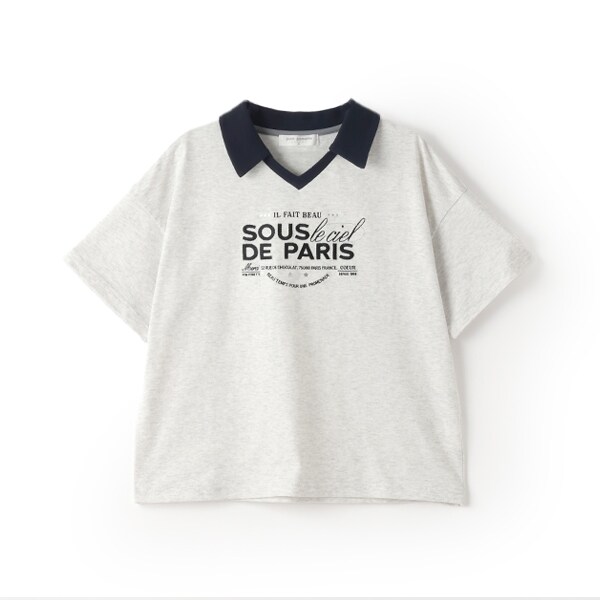 【防汚加工】スキッパー衿ロゴTシャツ