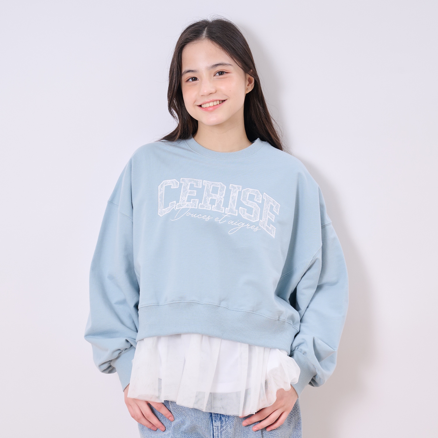【接触冷感】レースワッペンプル×チュールTシャツ