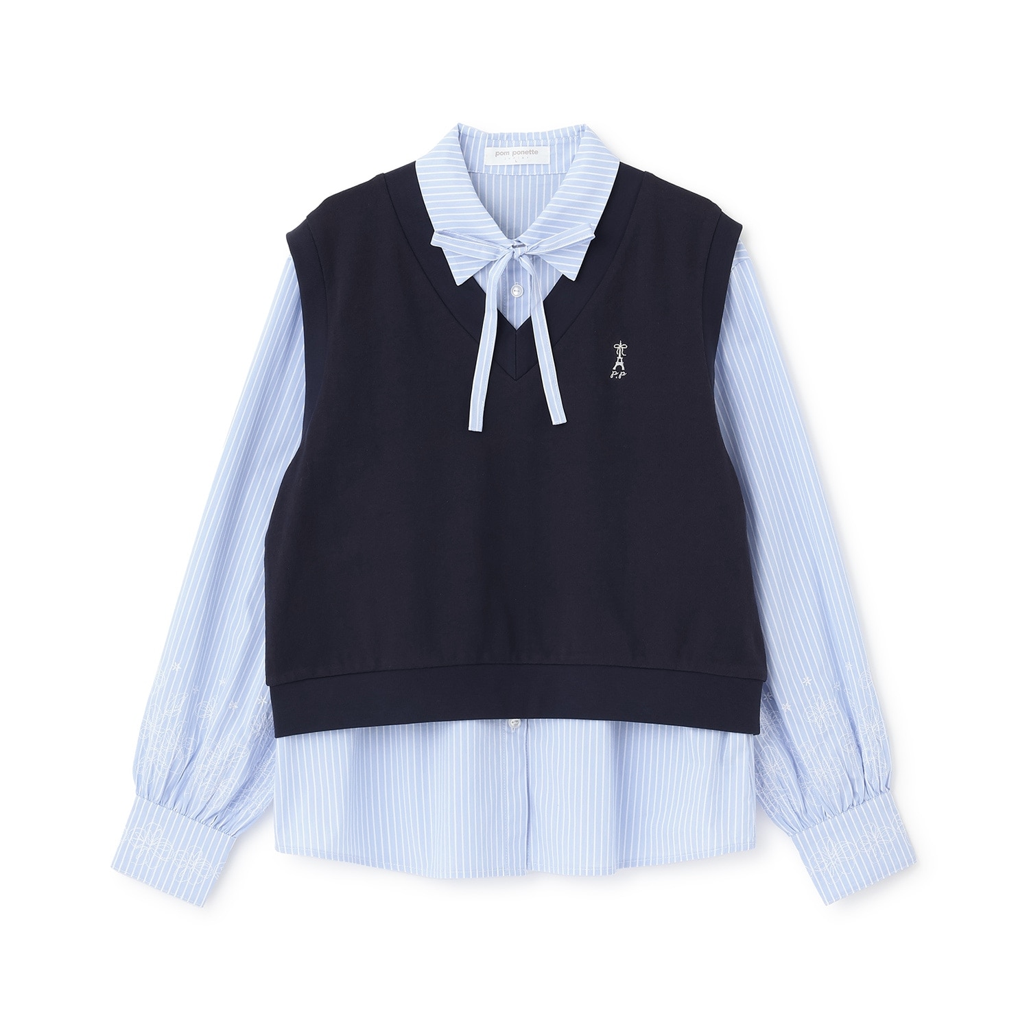 カットソーベスト＆刺しゅうブラウスセット