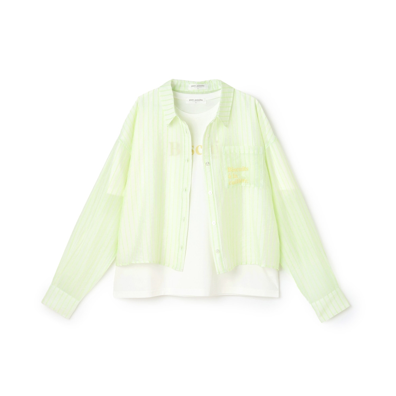 【130cmあり】シアーシャツ×インナーTシャツセット