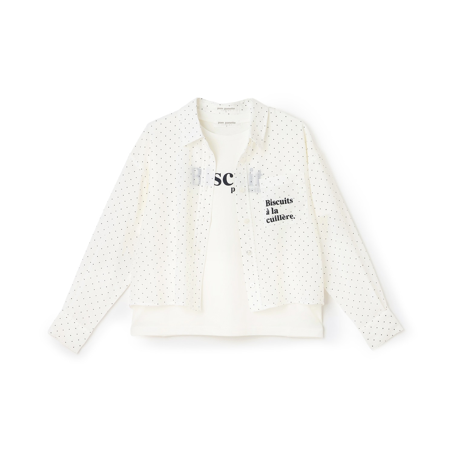 【130cmあり】シアーシャツ×インナーTシャツセット