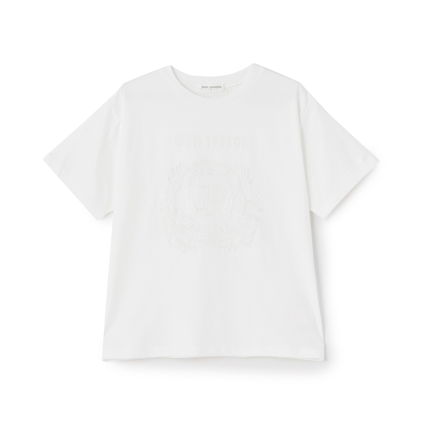 【130cmあり】【接触冷感】レースモチーフ刺しゅうTシャツ