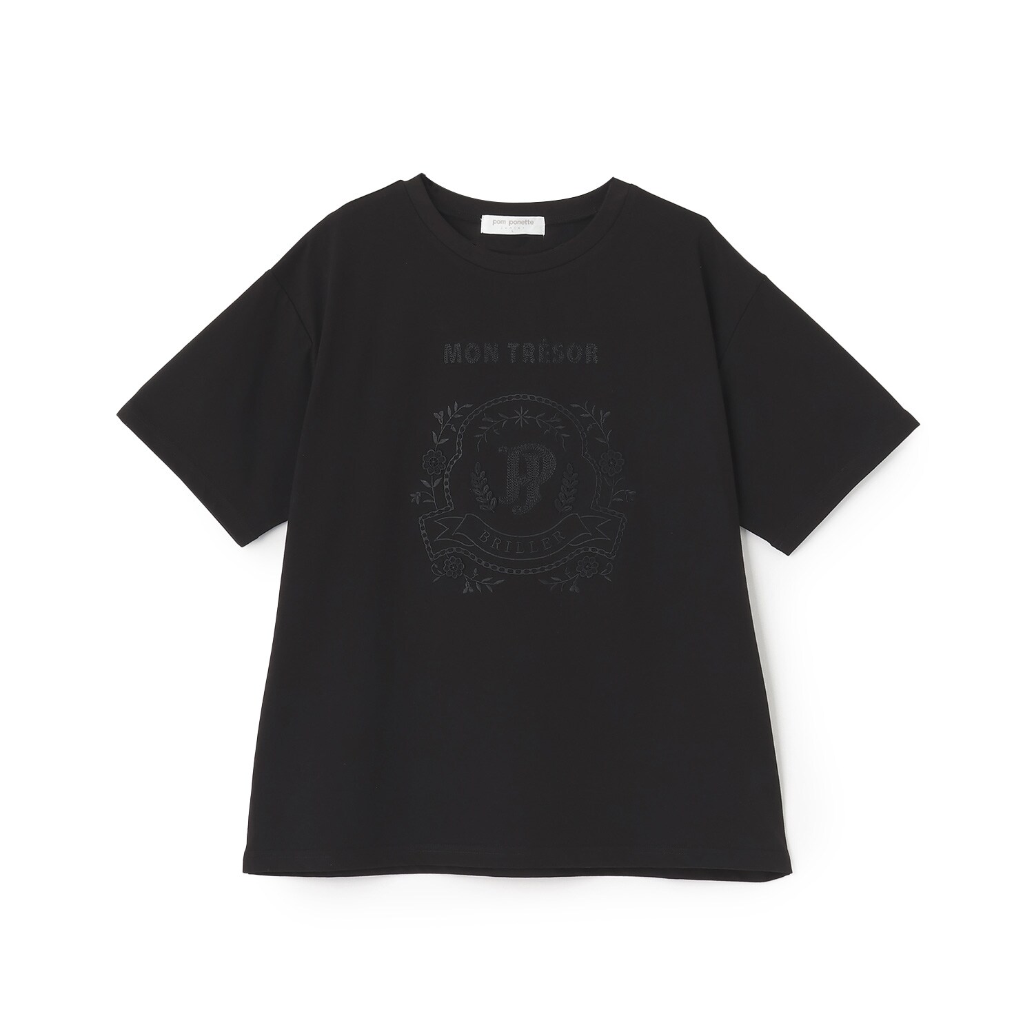 【130cmあり】【接触冷感】レースモチーフ刺しゅうTシャツ