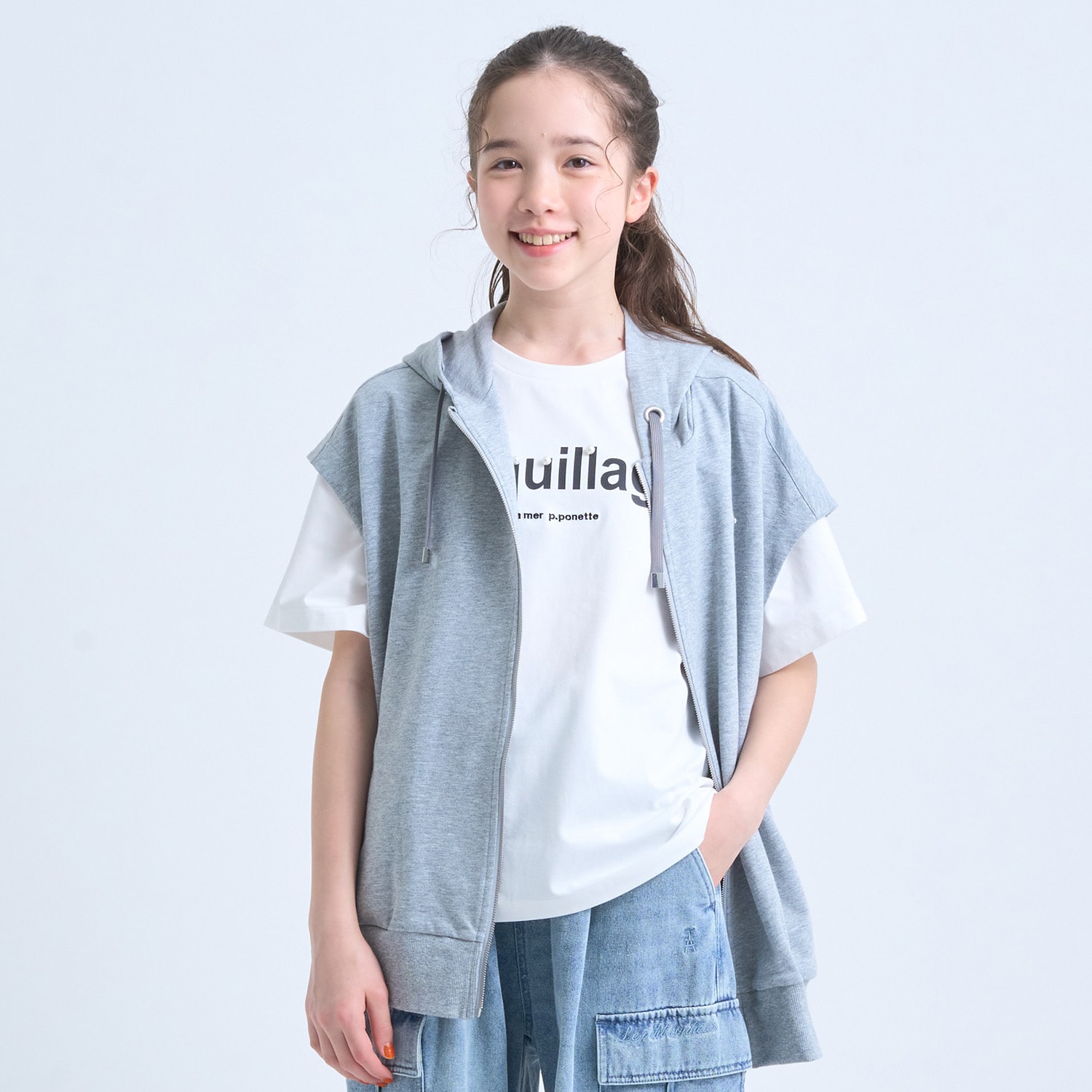 ノースリーブパーカ×【接触冷感】Tシャツセット