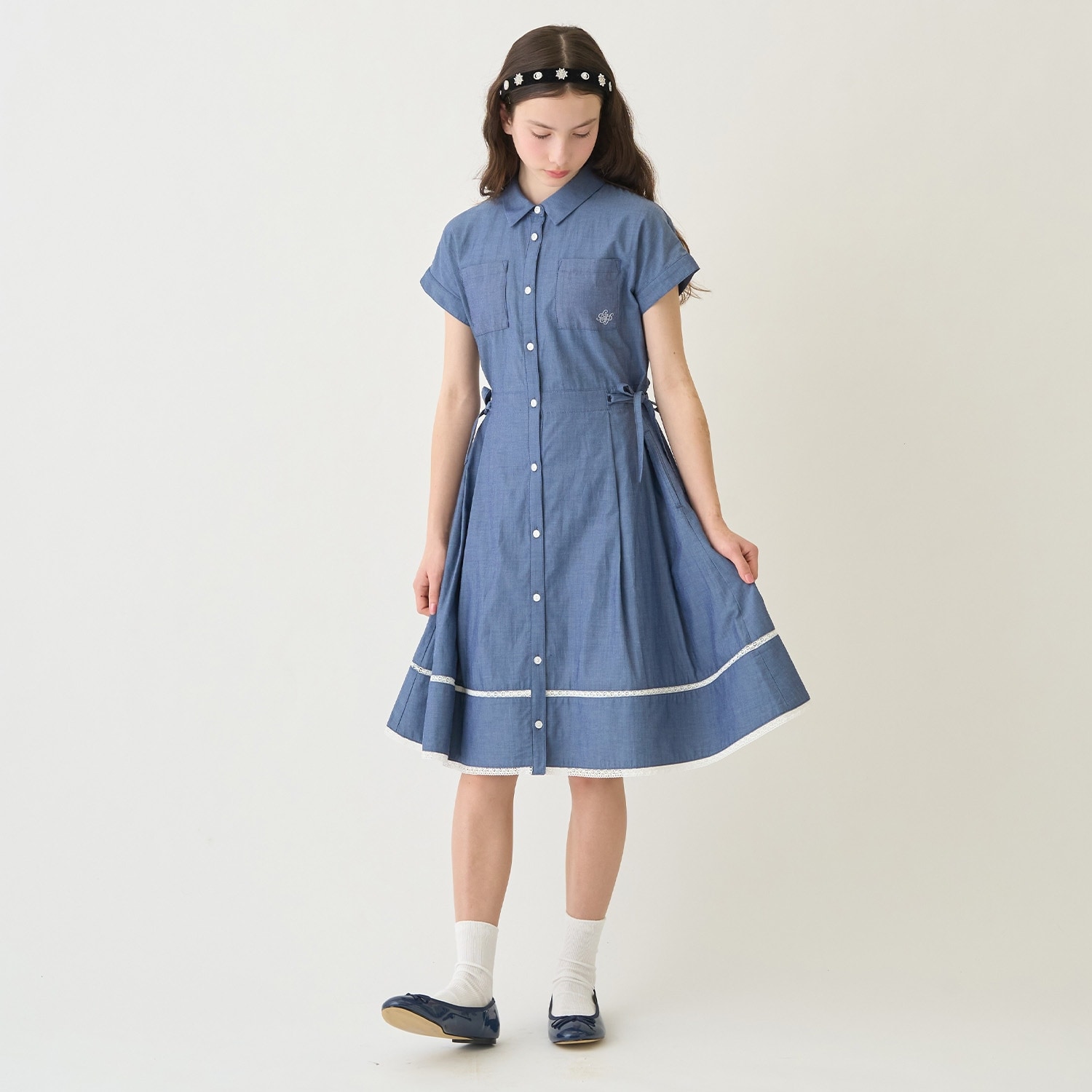 サイドリボンシャツワンピース