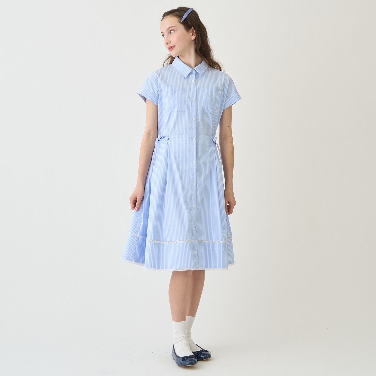 サイドリボンシャツワンピース
