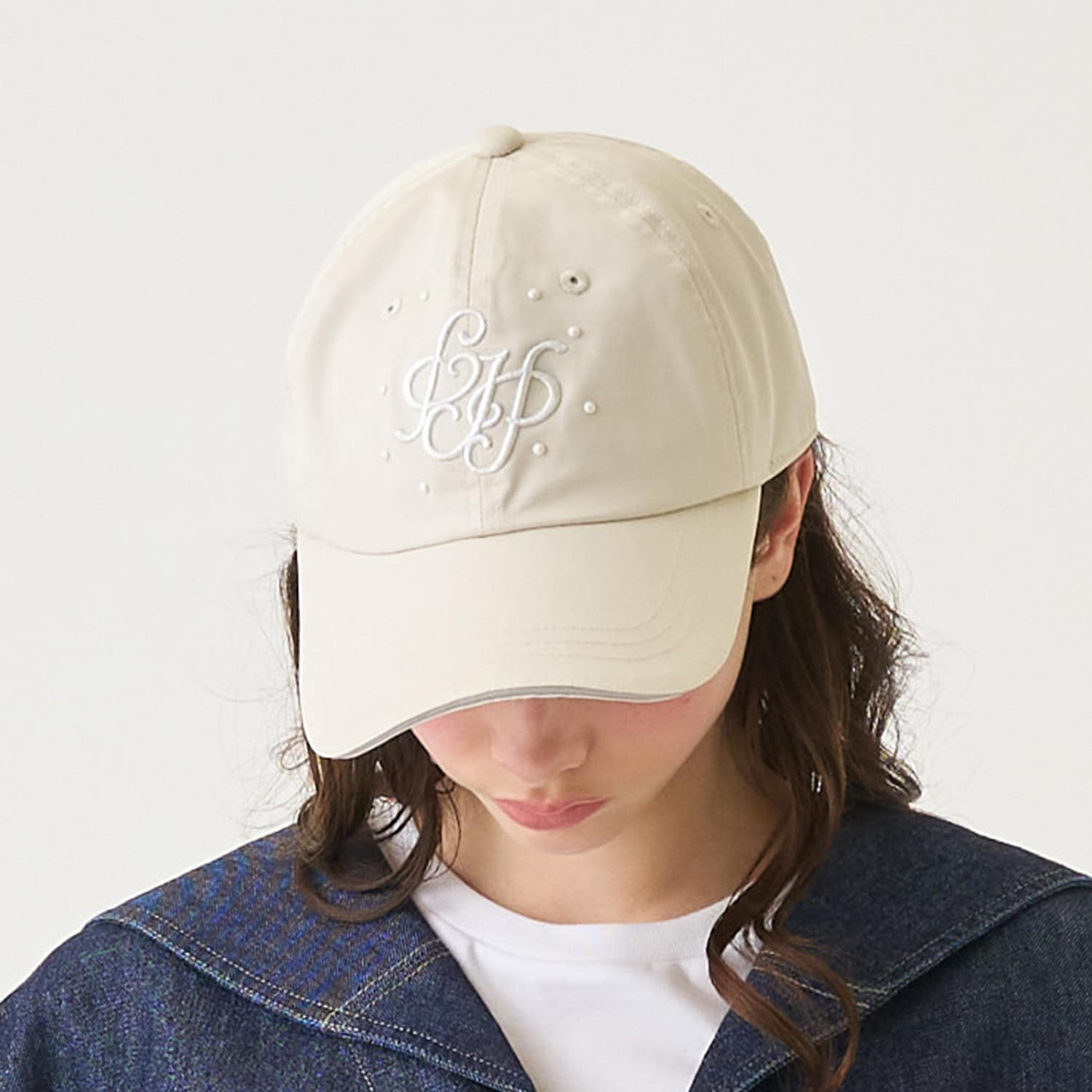 【UV・接触冷感】3D刺しゅうパールキャップ