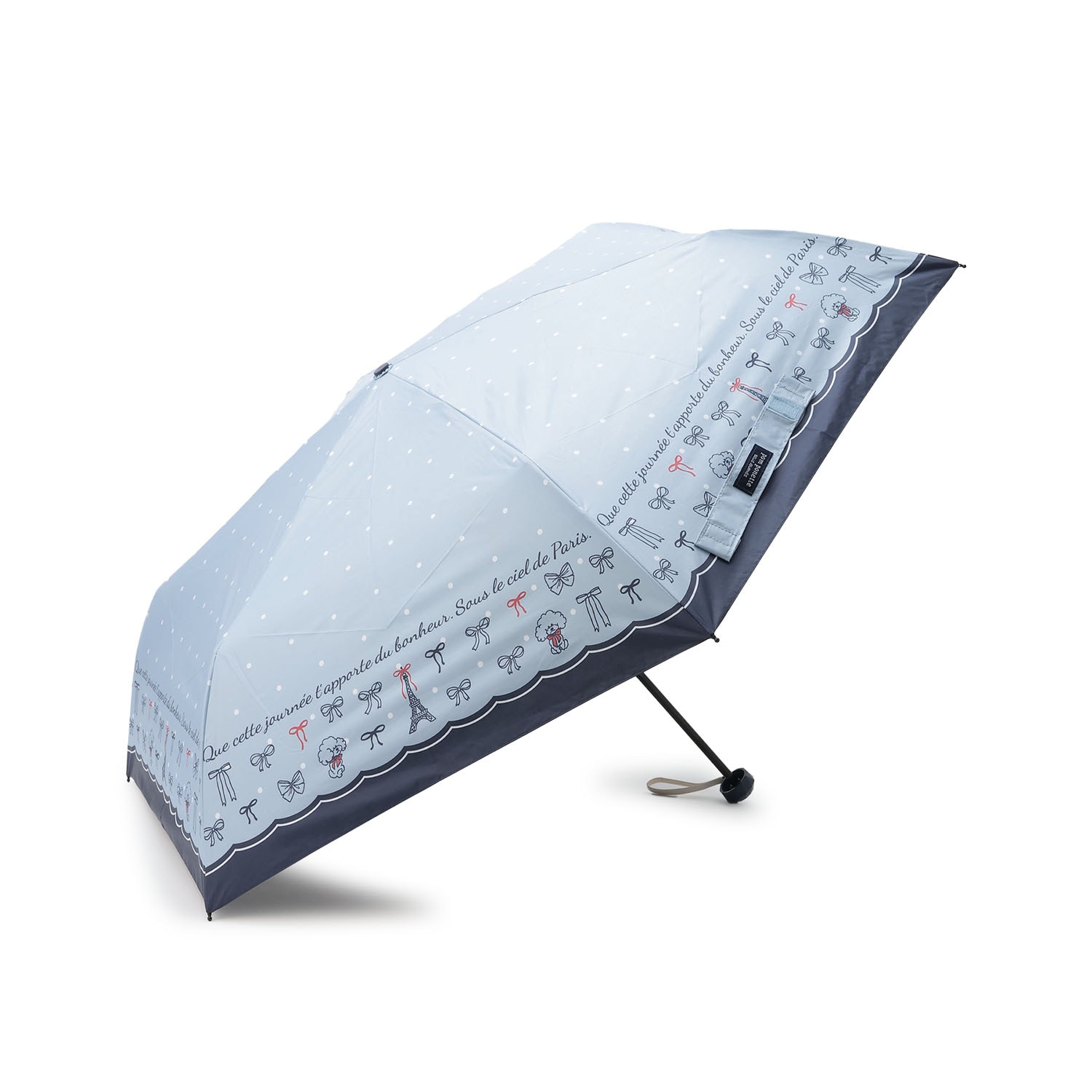 【晴雨兼用】リボンドットPARIS柄折りたたみ傘