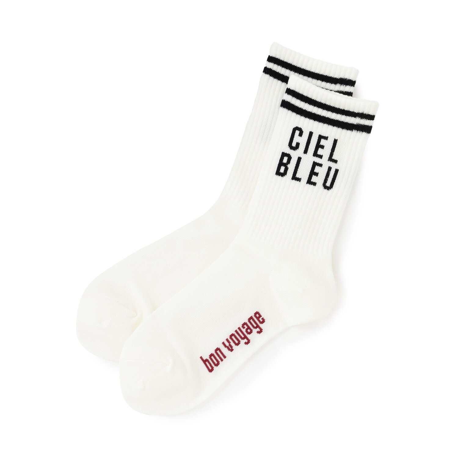 ライン入りリブクルーソックス