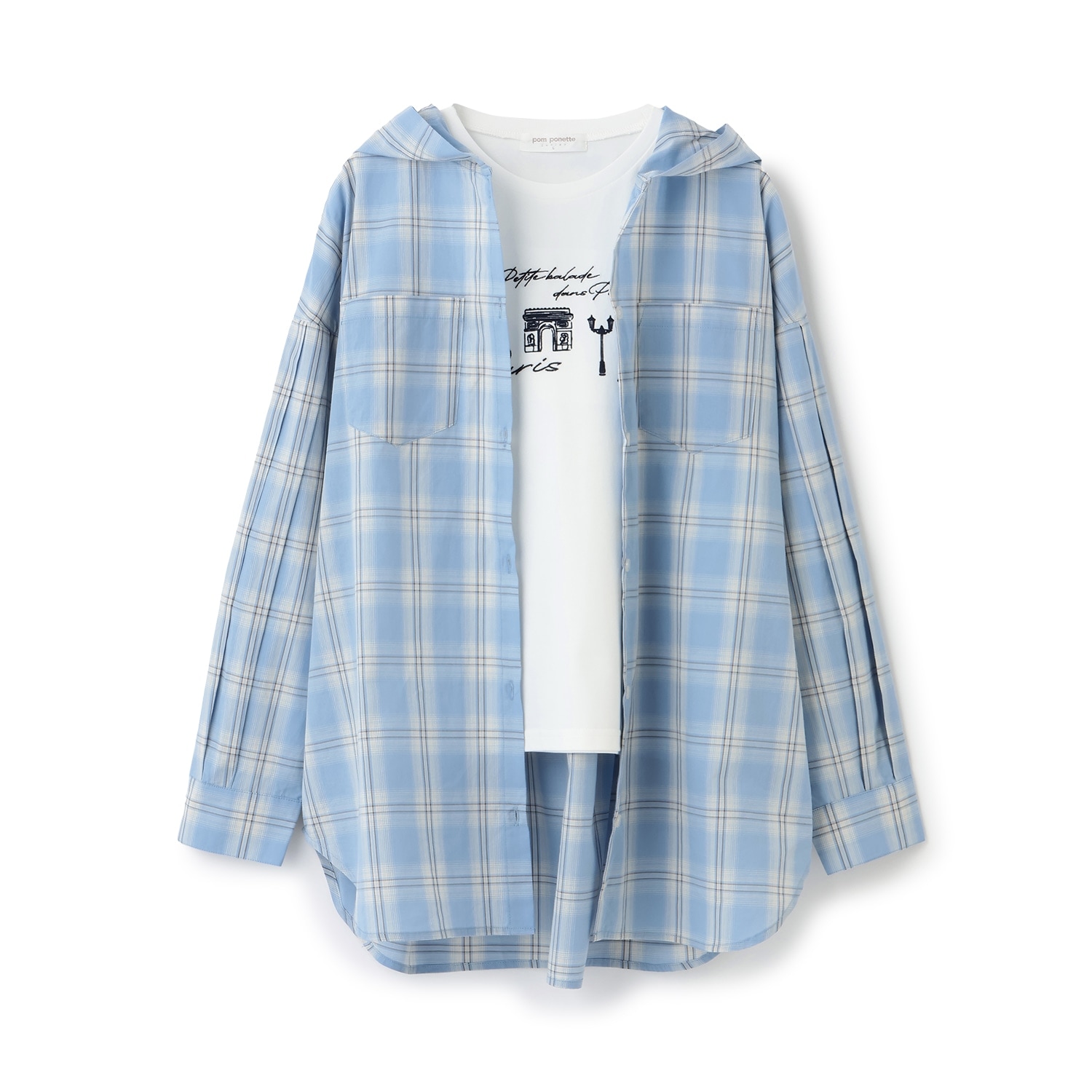 【130cmあり】チェックシャツ×インナーTシャツセット