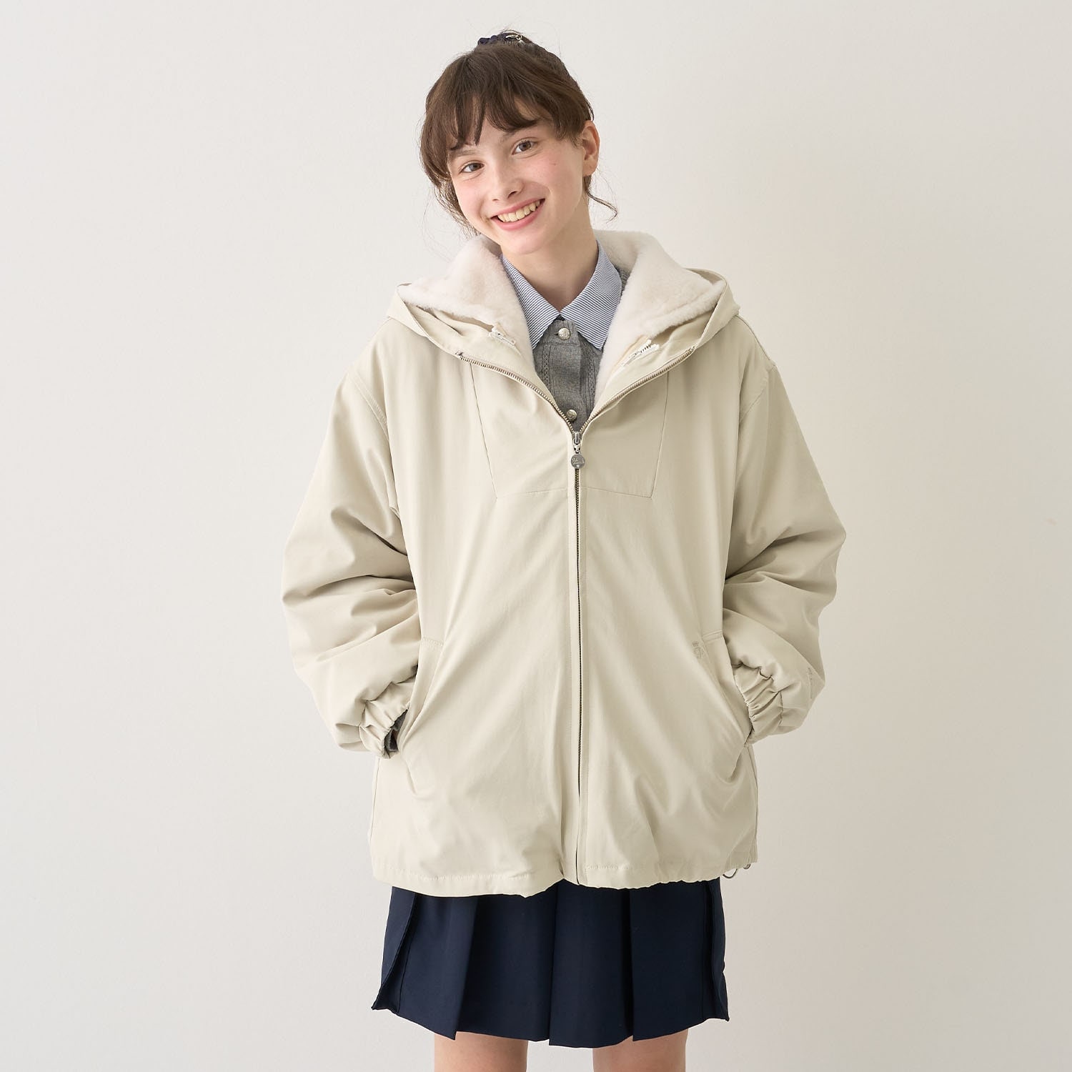 【予約商品】【撥水】フェイクファーライナー3WAYブルゾン