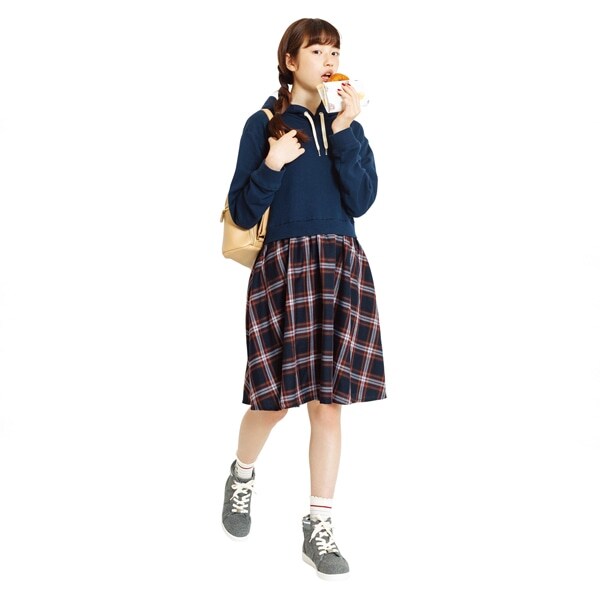 ポロラルフローレン パーカードッキングワンピース12~14y/150~160cm 裏毛パーカードッキングワンピース(S(140) 紺): ジュニア