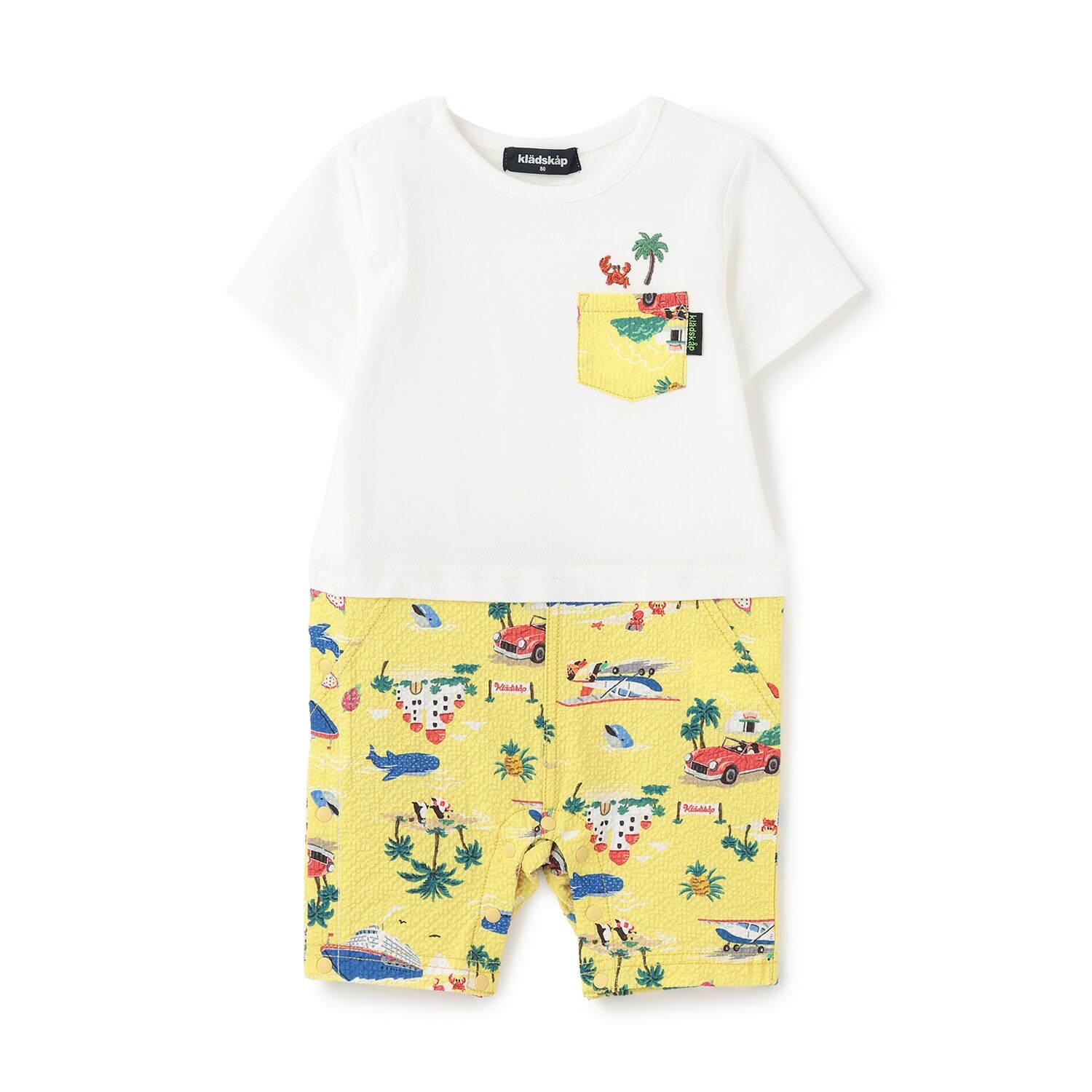 乗り物柄半袖カバーオール