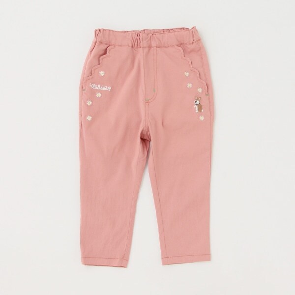 ウサギ刺しゅうロング丈テーパードパンツ