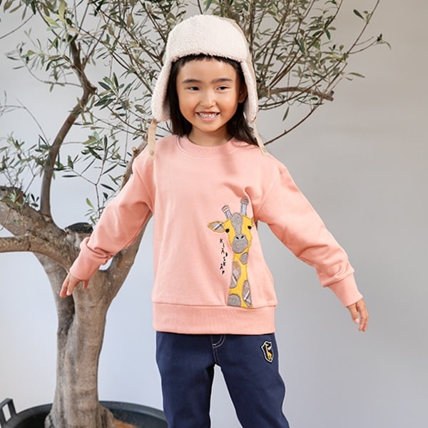 【なーにゃ】Burberryキッズ　トレーナー　美品 キリンアップリケトレーナー(80cm ピンク): キッズ - ナルミヤ