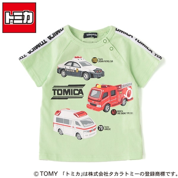Narumiya Online ナルミヤ オンラインの公式通販サイト トミカコラボ 緊急車両プリントtシャツ 90 ライト グリーン キッズ