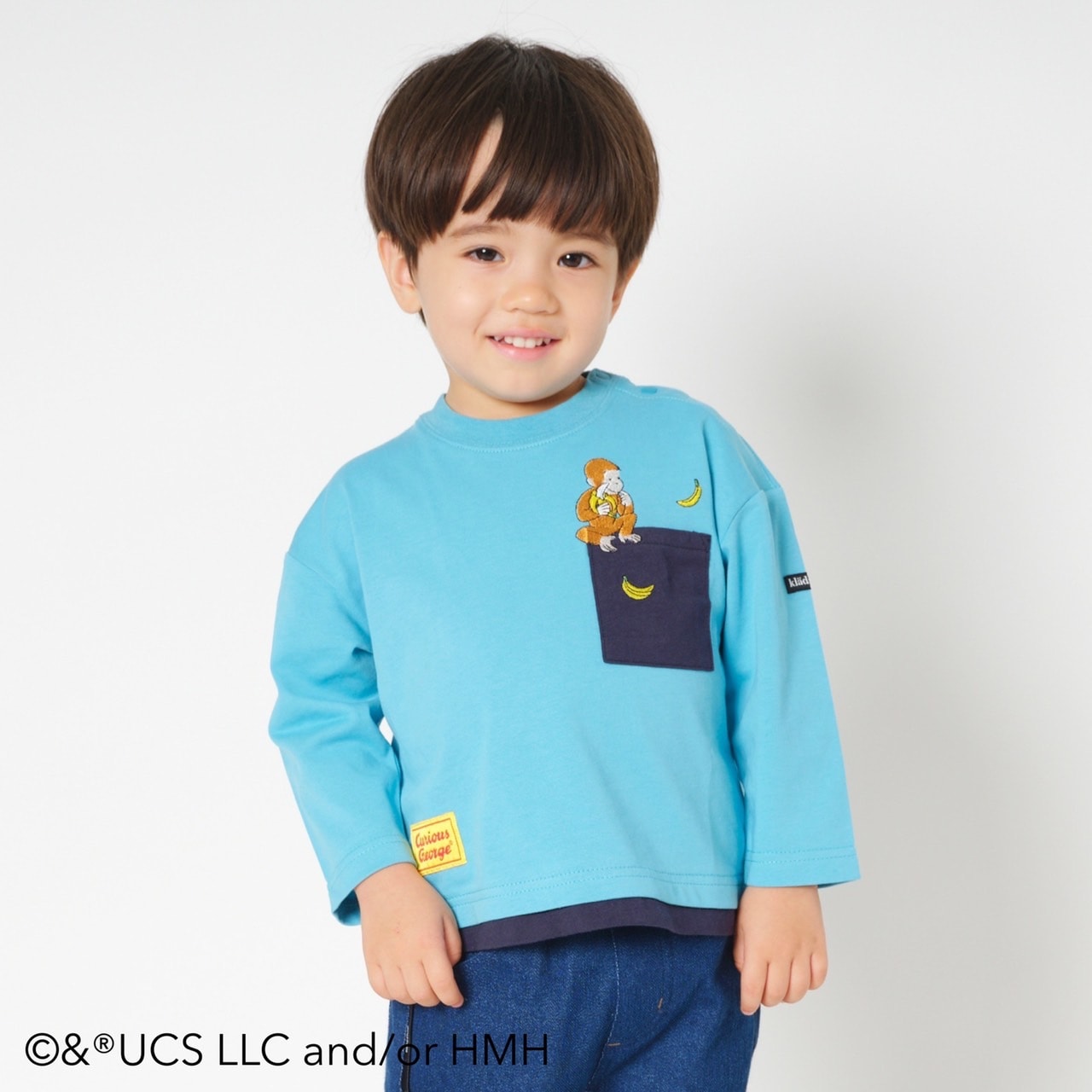 NARUMIYA ONLINE｜ナルミヤ オンラインの公式通販サイト【おさるのジョージ】刺しゅうTシャツ(80cm モデレート ブルー): キッズ
