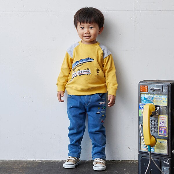 乗り物裏シャギーロング丈ストレートパンツ