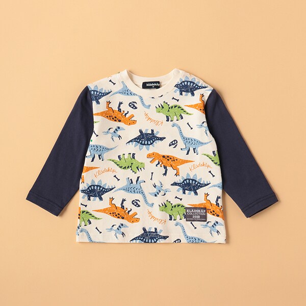 恐竜総柄長袖Tシャツ
