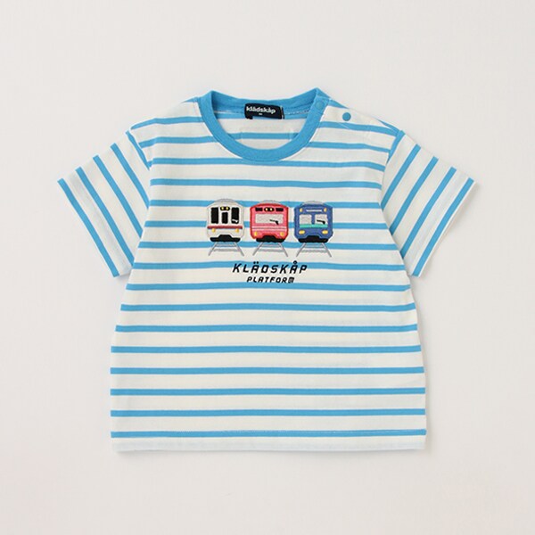 正面電車ボーダー半袖Tシャツ