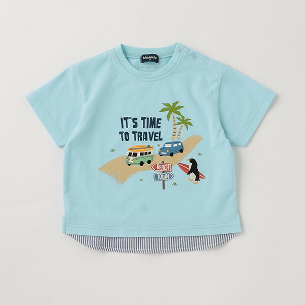 海と車とペンギン半袖Tシャツ