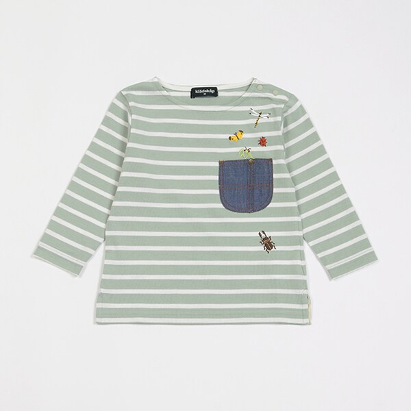 【人気商品再入荷】【直営店で取り扱い無し】昆虫刺しゅうボーダー長袖Tシャツ