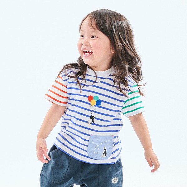 ポケットにペンギンボーダー半袖Tシャツ