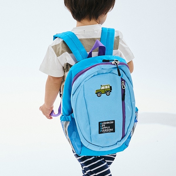 ワンポイント刺しゅうリュック(S エメラルド グリーン): キッズ