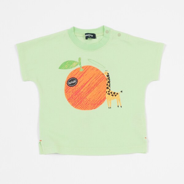 オレンジとキリン半袖Tシャツ(80cm ロイヤル ブルー): キッズ