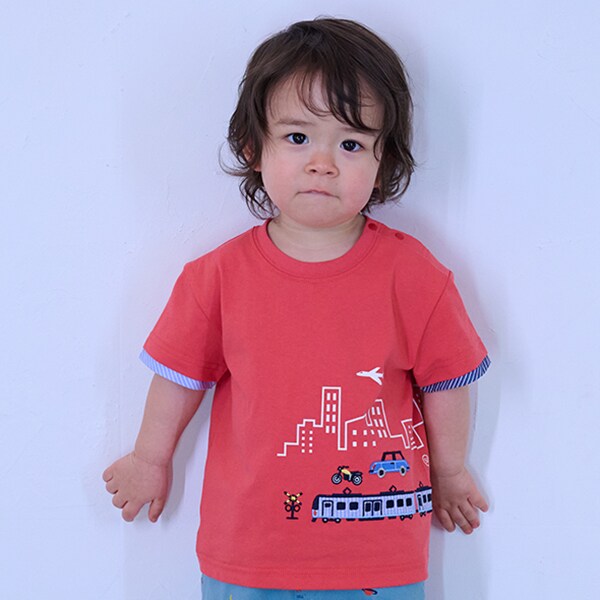 乗り物と街半袖Tシャツ