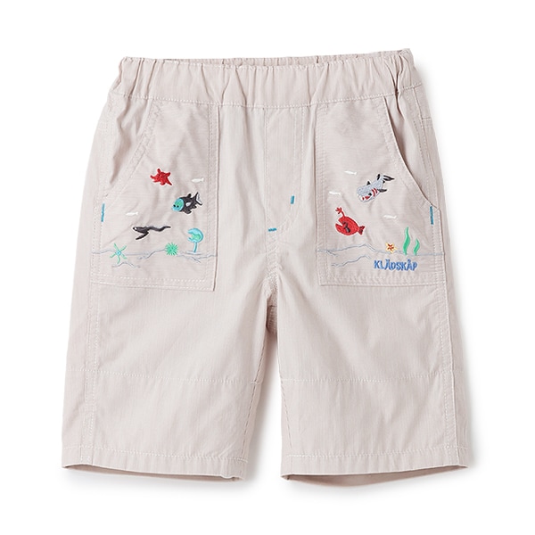 海のいきもの刺しゅう5分丈パンツ