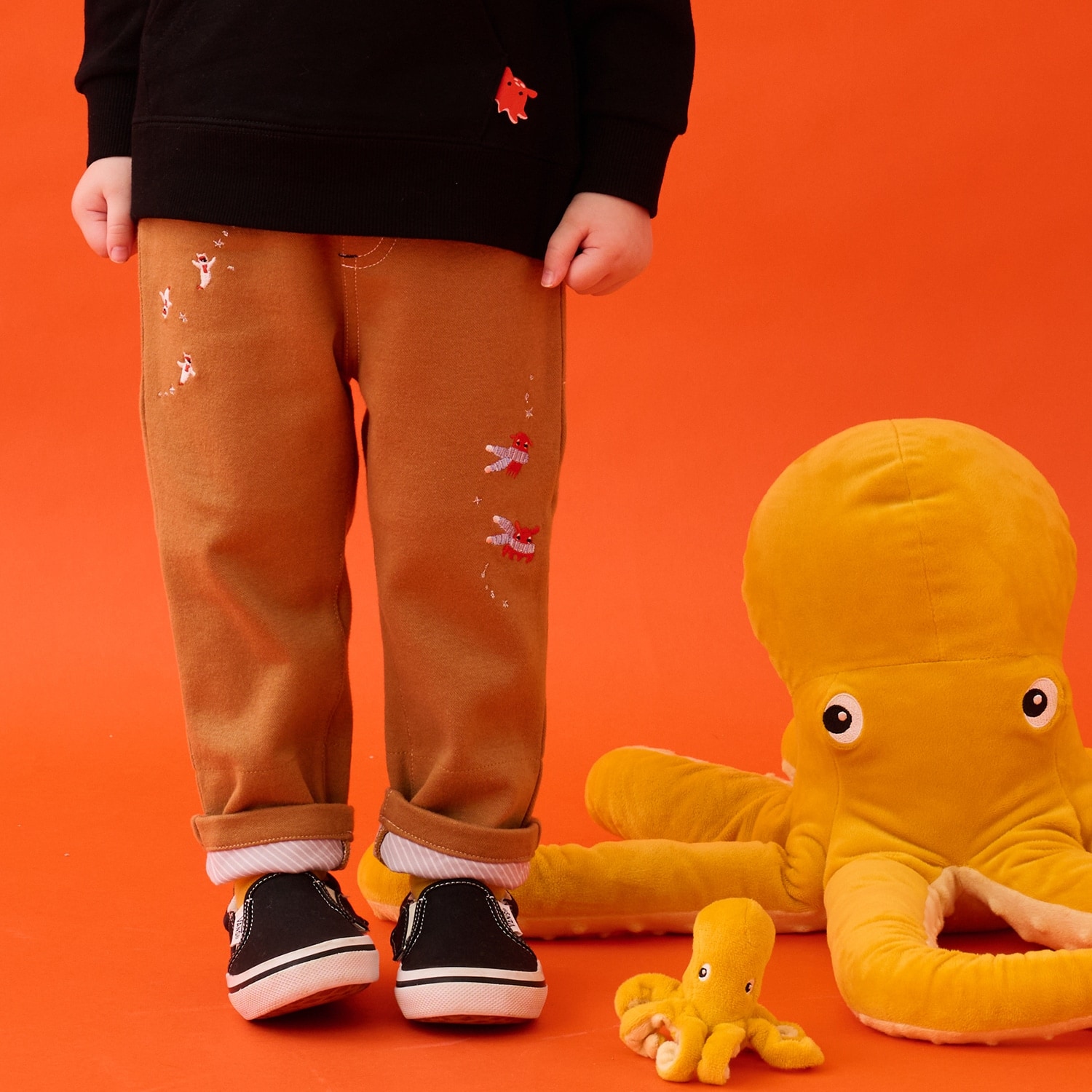 【蓄光】深海魚裾折り返しロング丈ストレートパンツ