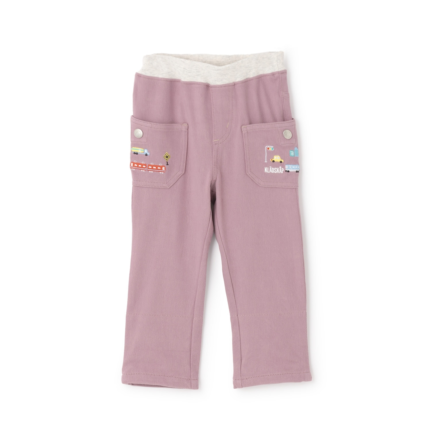 乗り物刺しゅうロング丈ストレートパンツ