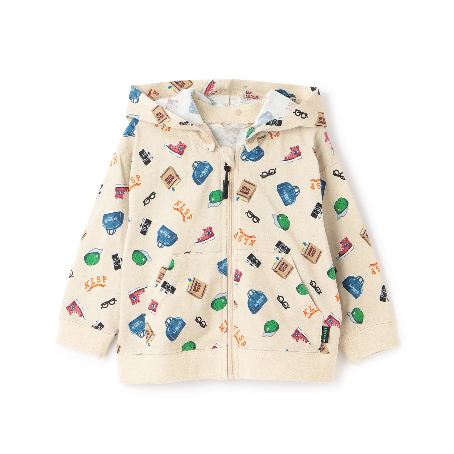 総柄フード着脱式長袖パーカ