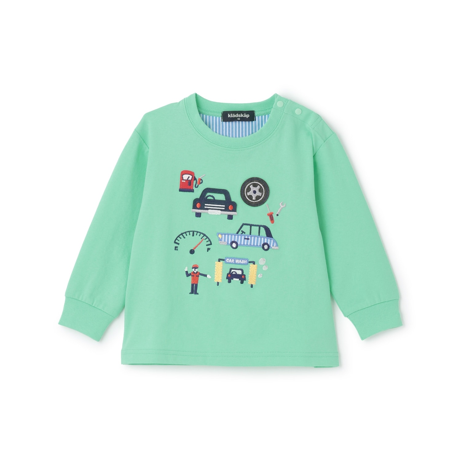 乗り物アップリケ長袖Tシャツ