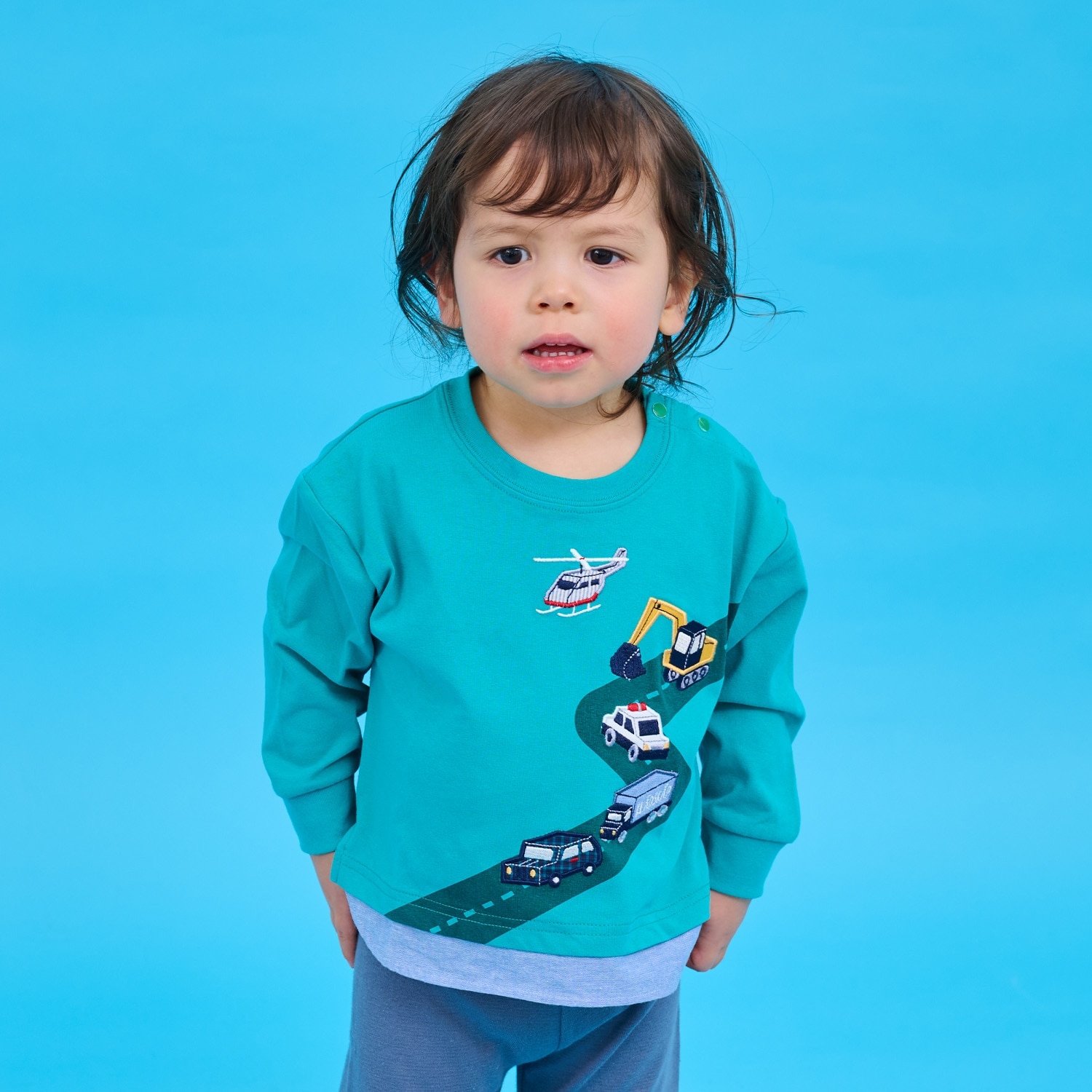 乗り物と道路長袖Tシャツ