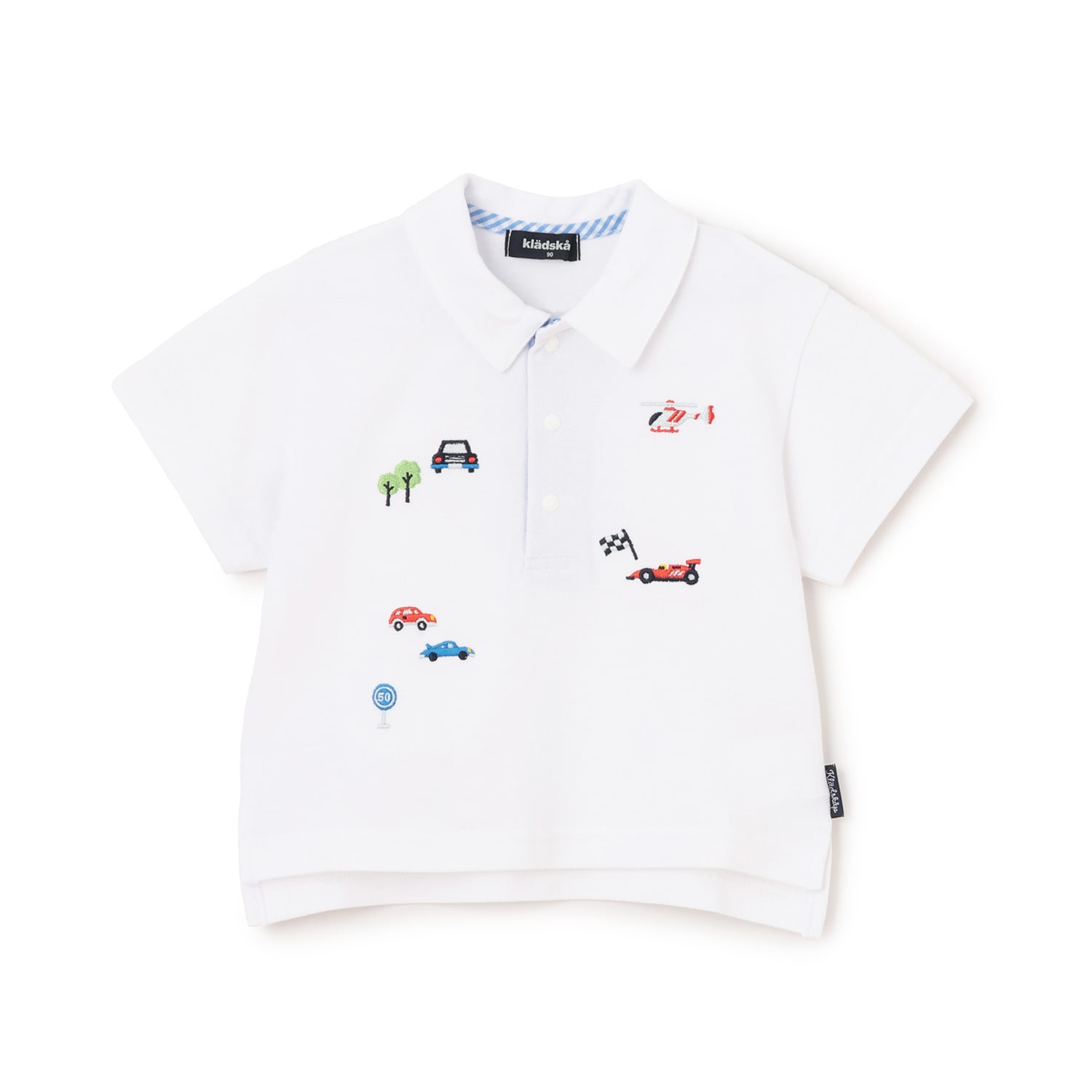 乗り物刺しゅう半袖ポロシャツ