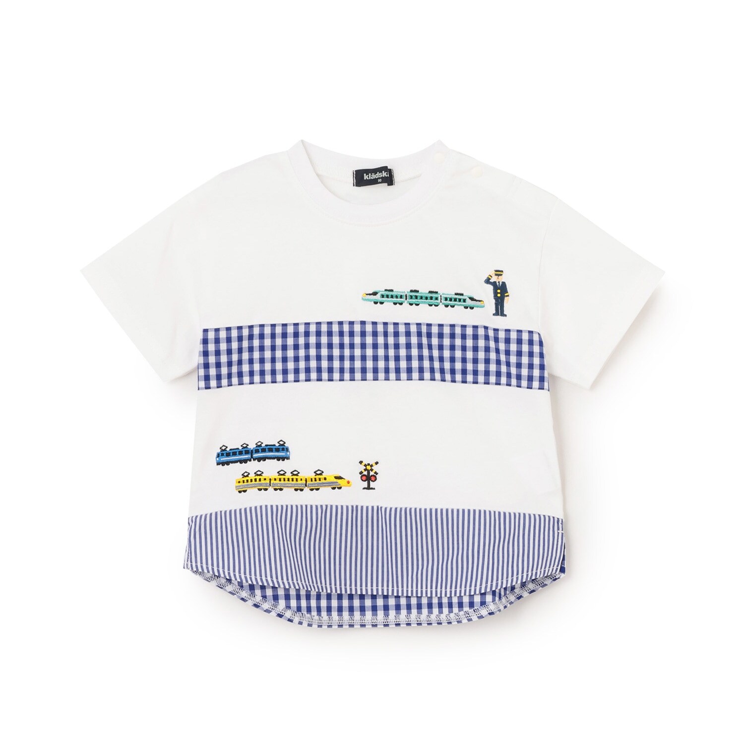 電車刺しゅう切替半袖Tシャツ