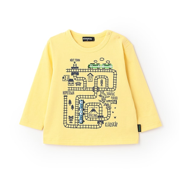 【人気商品再入荷】【直営店で取り扱い無し】電車マッププリント長袖Tシャツ