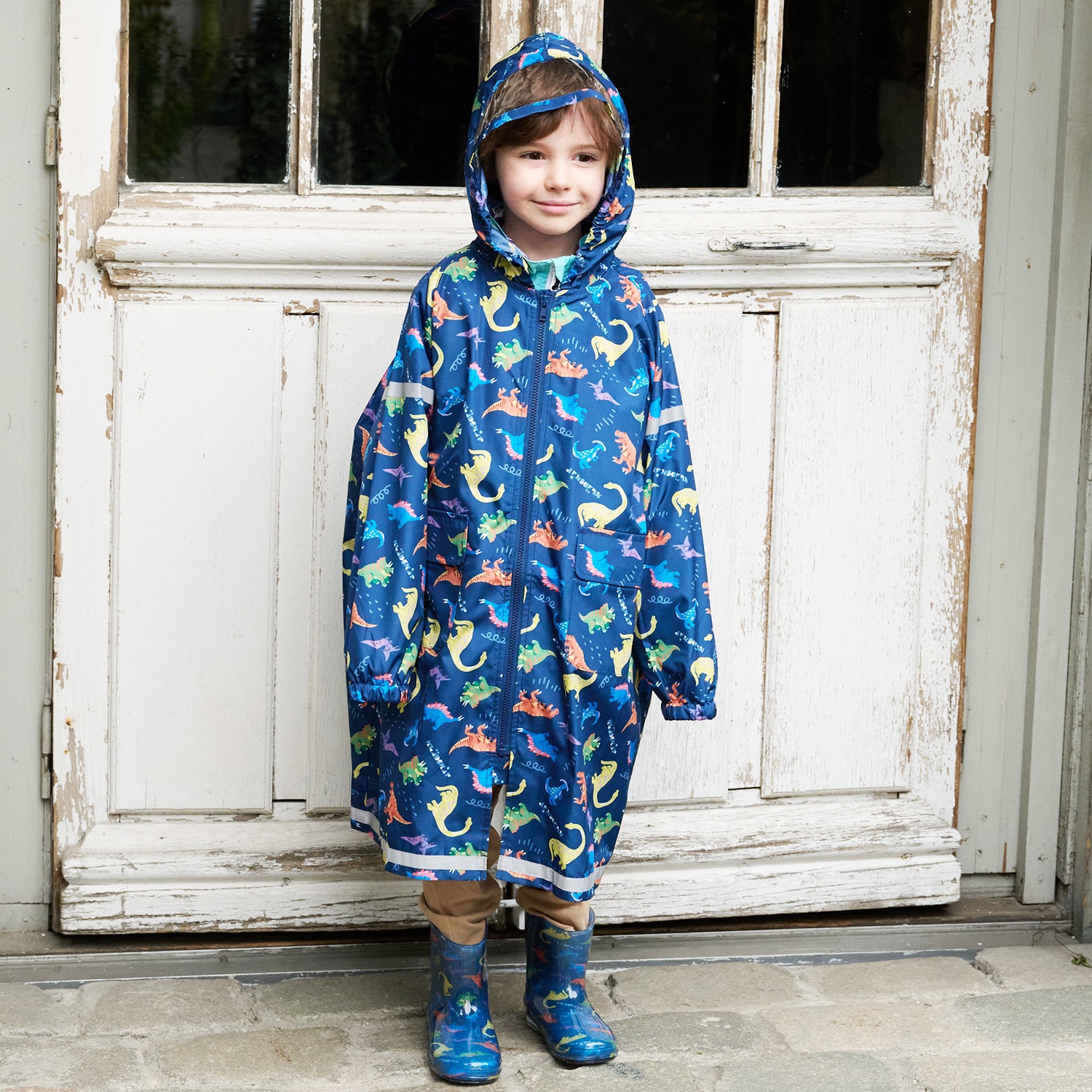 総柄レインコート