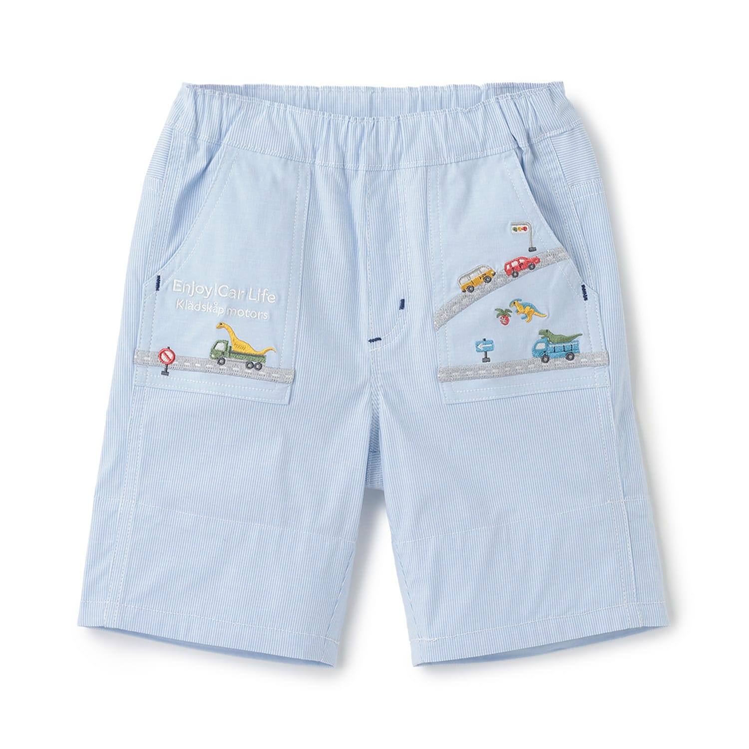 乗り物刺しゅう5分丈パンツ