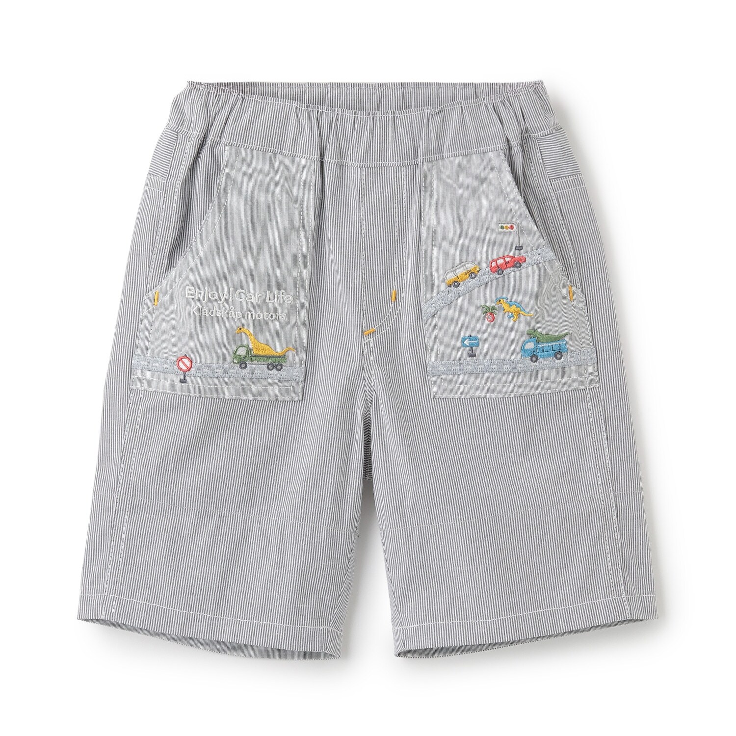 乗り物刺しゅう5分丈パンツ