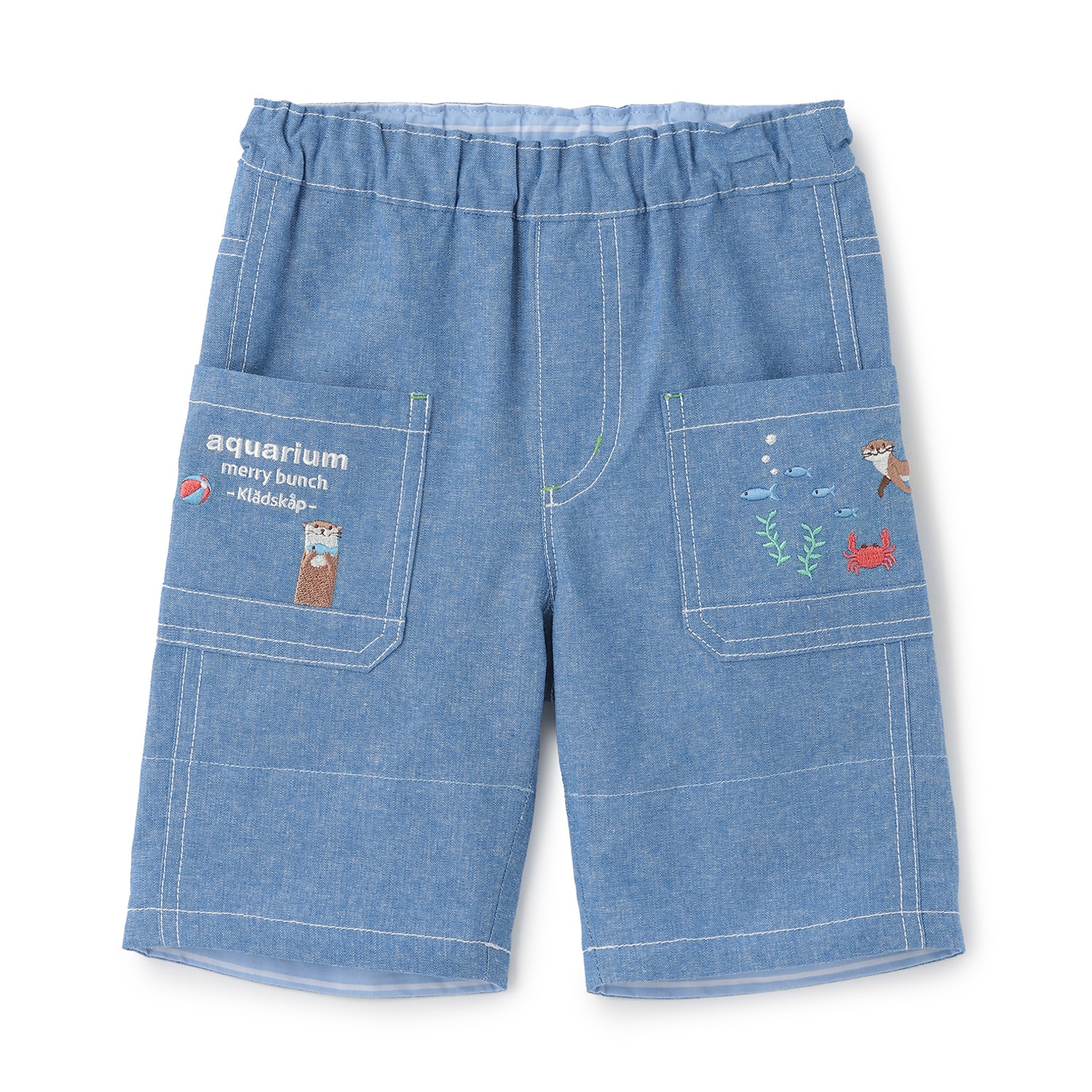 水族館刺しゅう5分丈パンツ