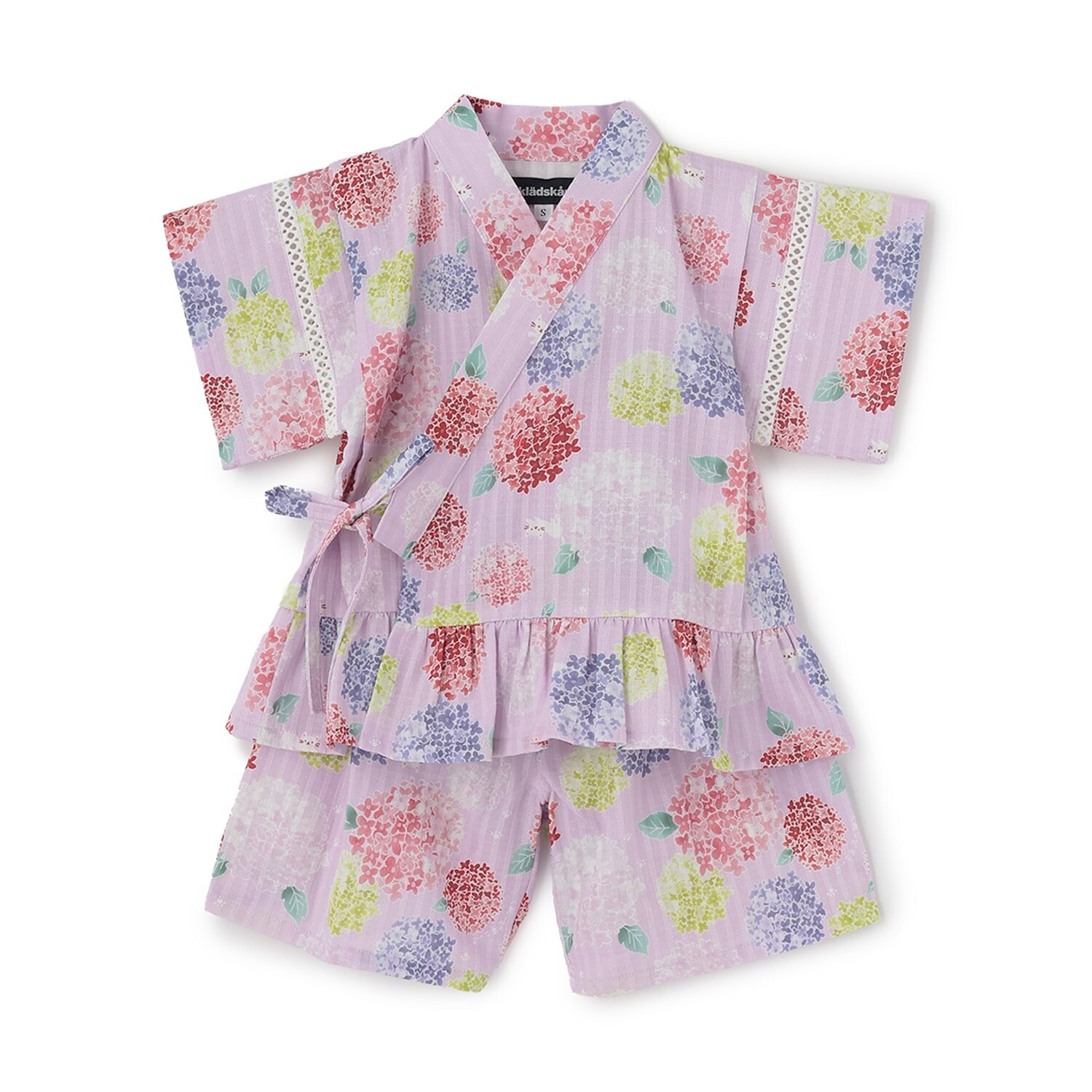 紫陽花柄ペプラム甚平