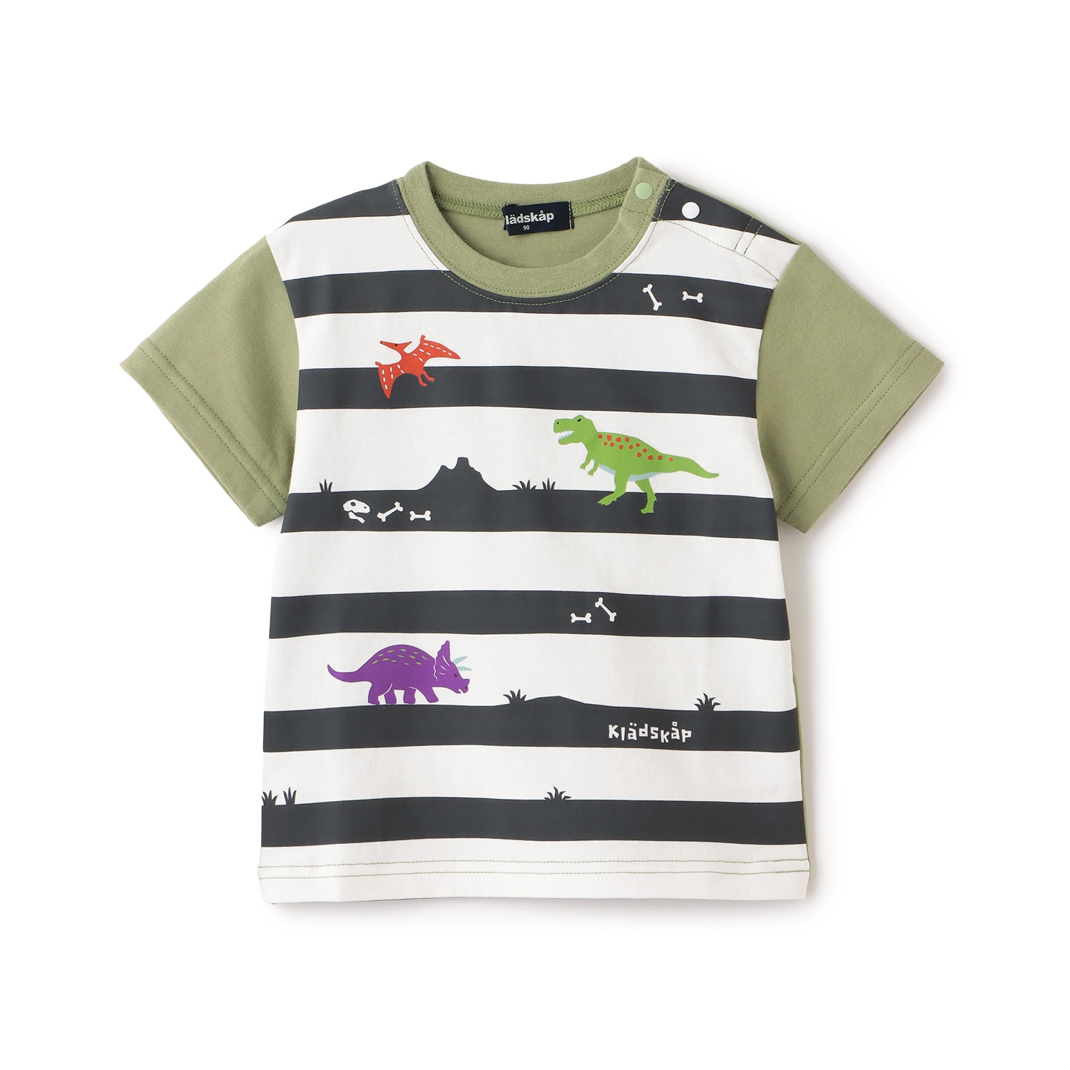 ☆彡恐竜プリントボーダー半袖Tシャツ