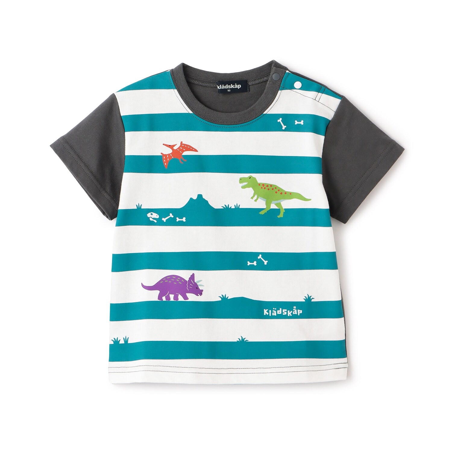 ☆彡恐竜プリントボーダー半袖Tシャツ