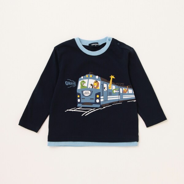 【人気商品再入荷】【直営店で取り扱い無し】電車プリント長袖Tシャツ