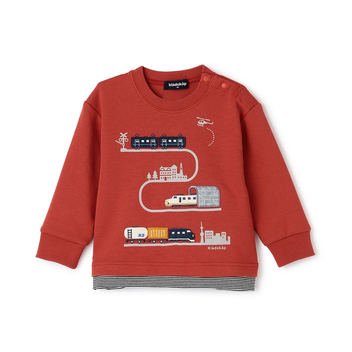 【人気商品再入荷】【直営店で取り扱い無し】電車アップリケ裾ボーダートレーナー