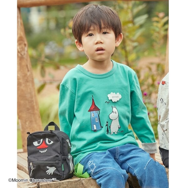 MOOMIN】ムーミンハウス長袖Tシャツ(80cm グリーン): キッズ