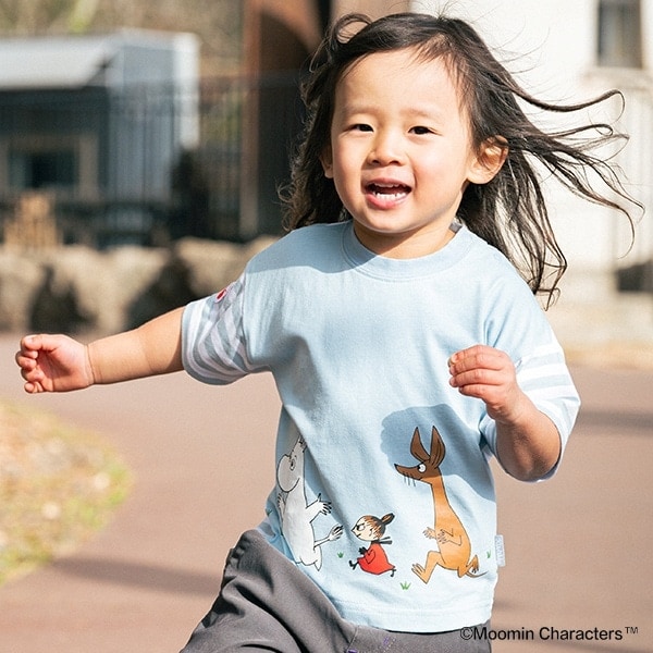 MOOMIN】切替ボーダー半袖Tシャツ(80cm サックス): キッズ - ナルミヤ